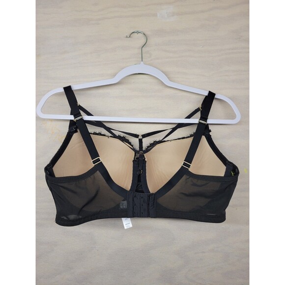 Cacique Women’s SZ 38DDD Boost Balconette Bra Nude Strappy Fishnet Lace - Picture 6 of 10